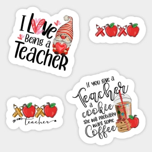 Retro Teacher Valentine Stickers Pack Sticker